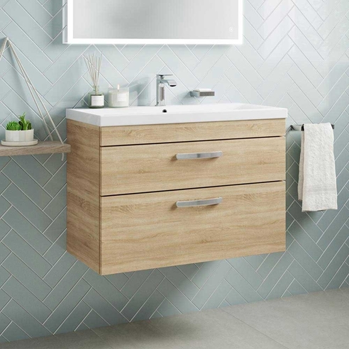 Emily 800mm Wall Mounted 2 Drawer Vanity Unit & Basin Options