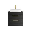 Drench Emily Hacienda Black Wall Mounted 2 Drawer Vanity Unit and Countertop with Brushed Brass Handles
