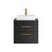 Drench Emily Hacienda Black Wall Mounted 2 Drawer Vanity Unit and Countertop with Brushed Brass Handles