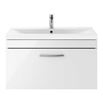 Drench Emily 800mm Wall Mounted 1 Drawer Vanity Unit & Mid-Edged Basin - Gloss White