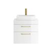 Drench Emily Gloss White Wall Mounted 2 Drawer Vanity Unit and Countertop with Brushed Brass Handles