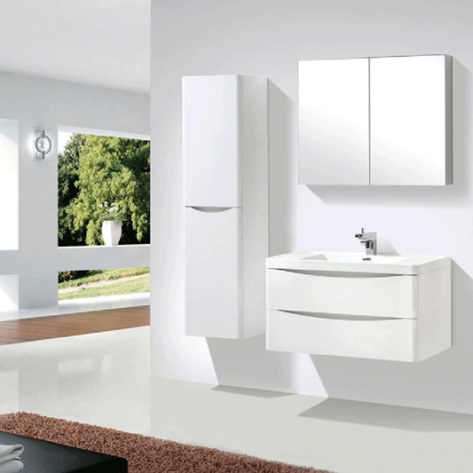 Harbour Clarity 1500mm Tall Bathroom, White Gloss Wall Hung Tall Bathroom Cabinet