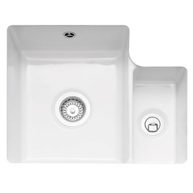 Caple Ettra 1.5 Bowl Undermount White Ceramic Kitchen Sink - 545 x 440mm
