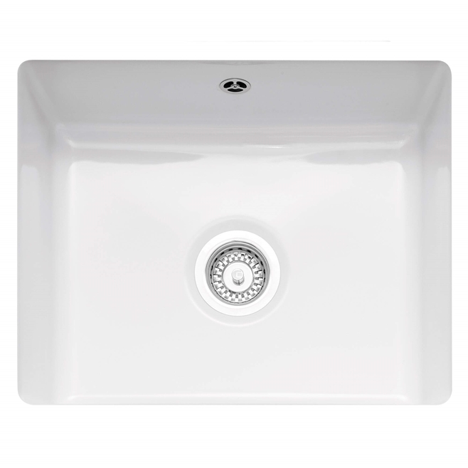 Caple Ettra Single Bowl White Ceramic Undermount Kitchen Sink - 545 x 440mm