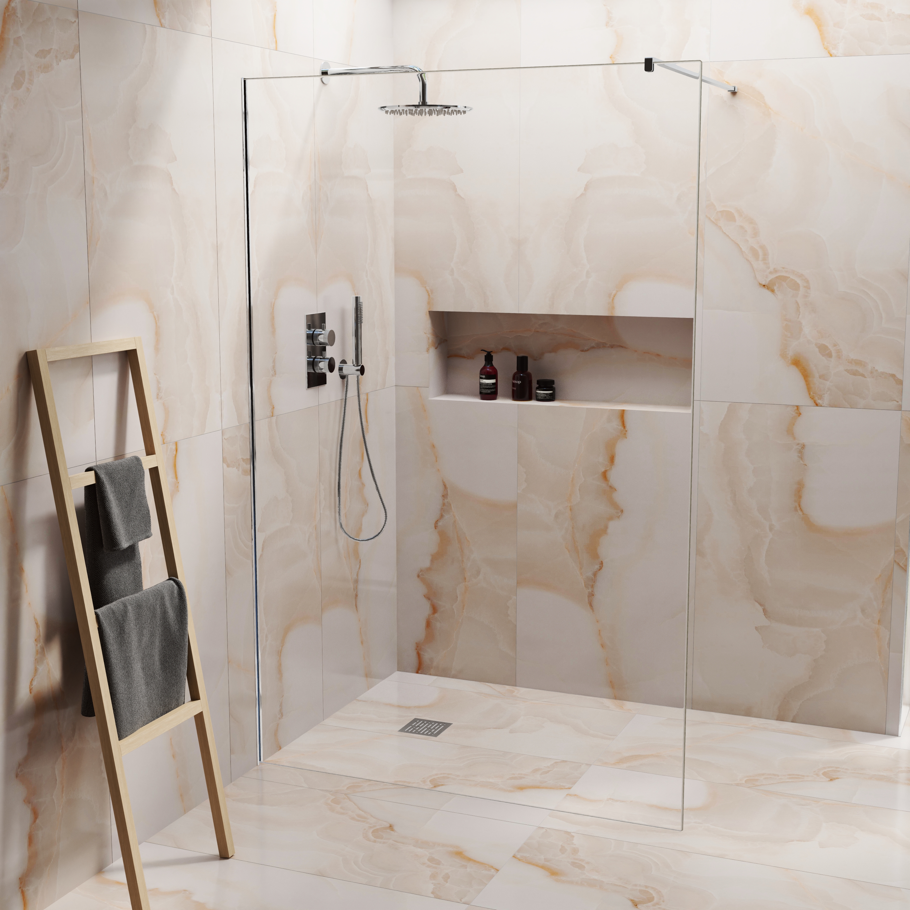 Harbour i10 10mm Easy Clean 2m Tall Frameless Wetroom Panel - Chrome