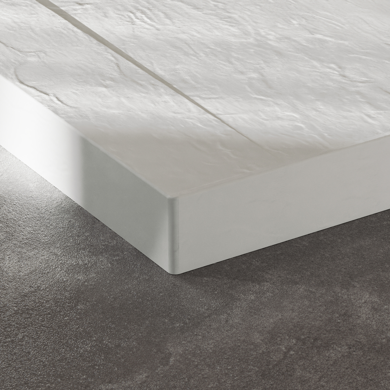 Drench Origin Slate-Effect 30mm Textured Matt White Shower Tray with Hidden Waste
