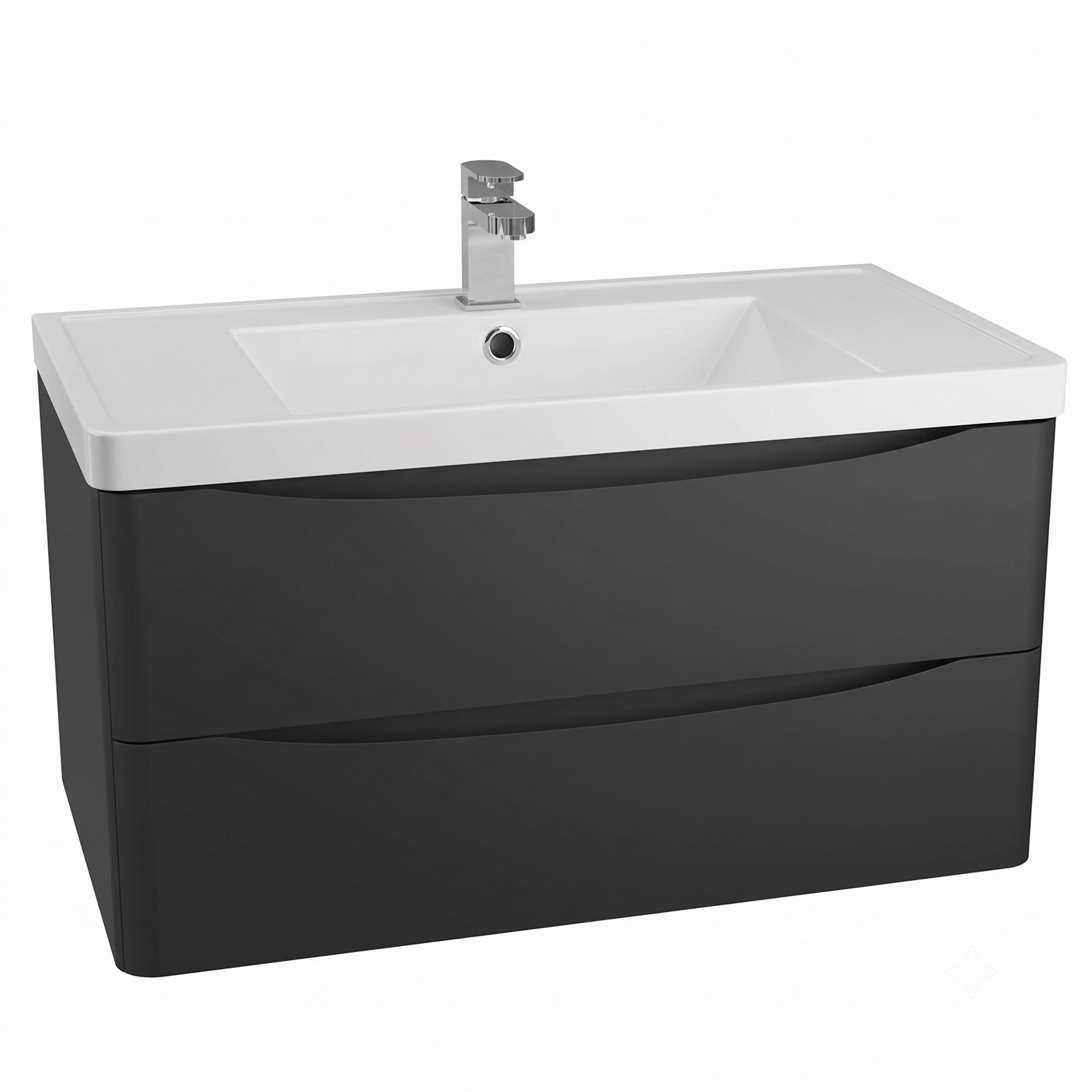 Harbour Clarity 900mm Wall Mounted Matt Black Vanity Unit & Basin