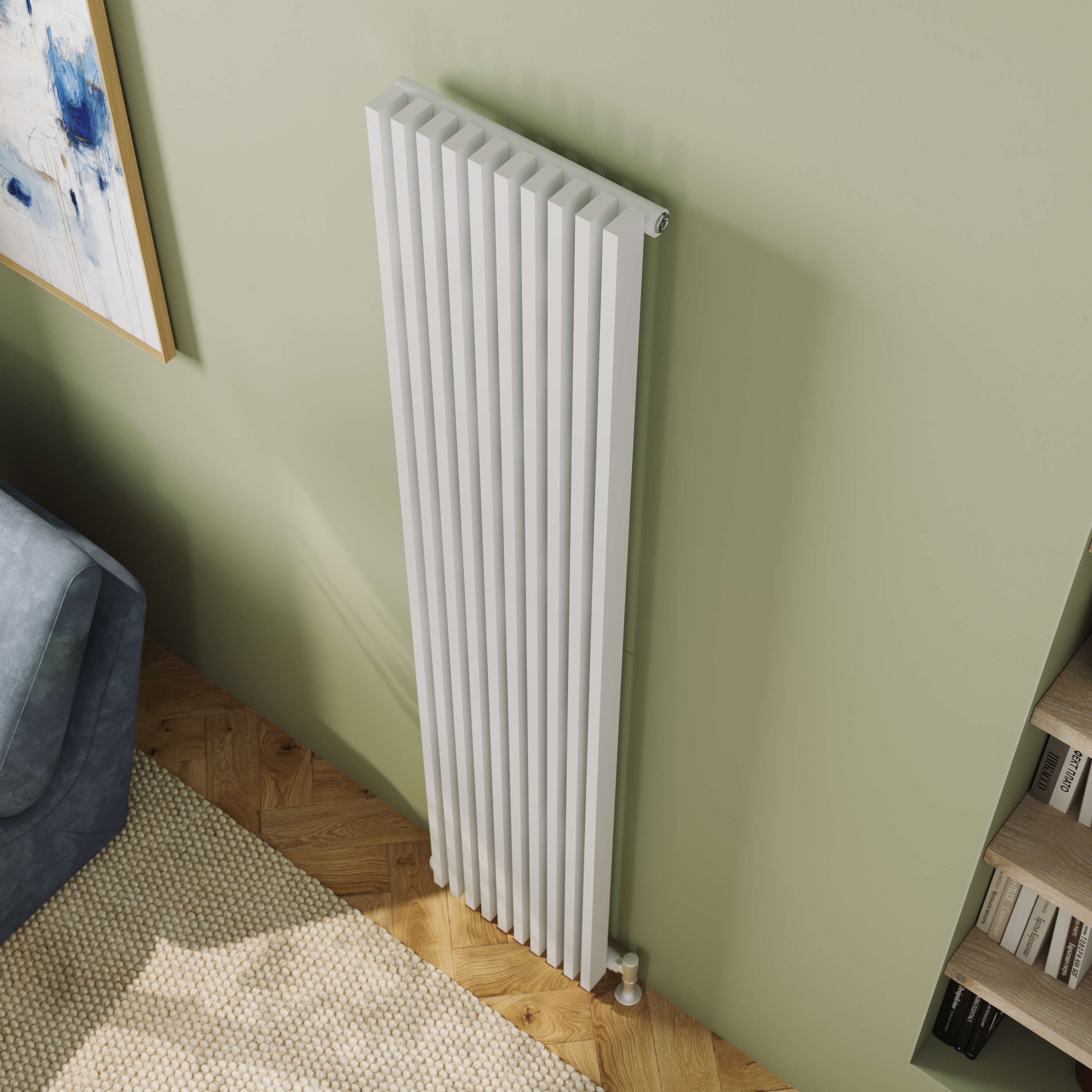 Toasty Axis White Rectangular Tube Vertical Radiator - 1800 x 380mm