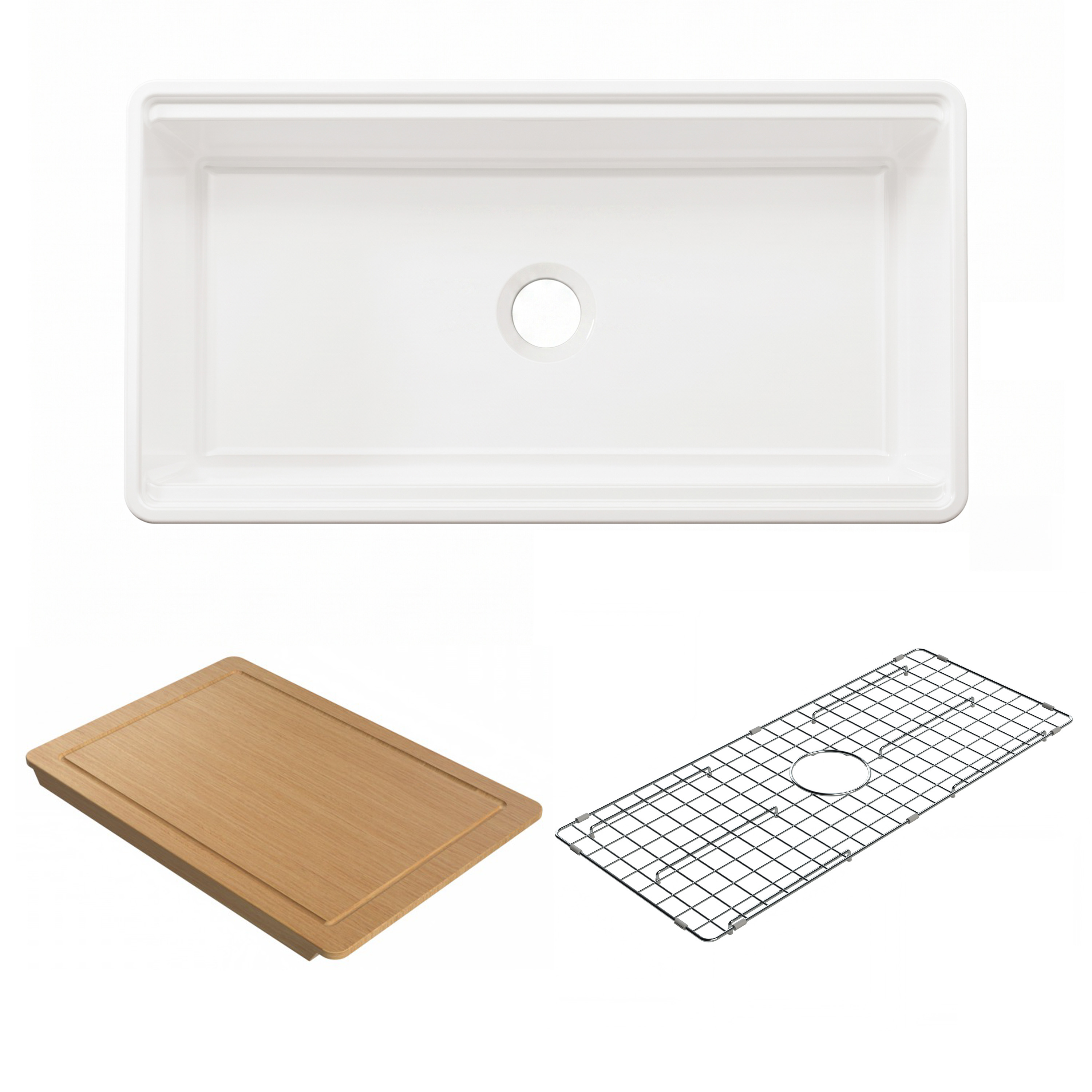Thomas Denby Seaton Smart 1 Bowl Fireclay Ceramic Butler Workstation Kitchen Sink - 914 x 483mm