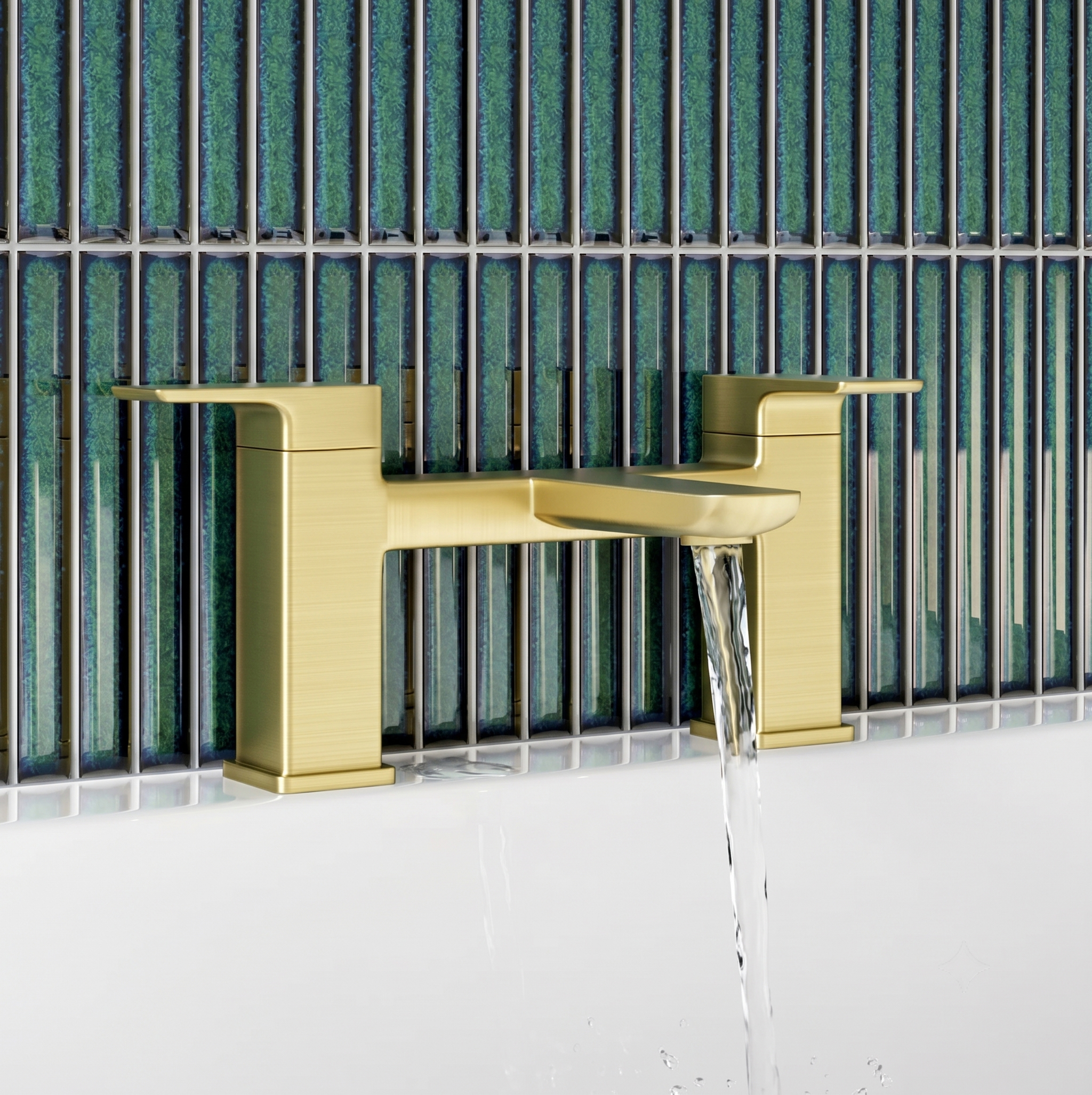 Harbour Status Deck Mounted Bath Mixer Tap - Brushed Brass
