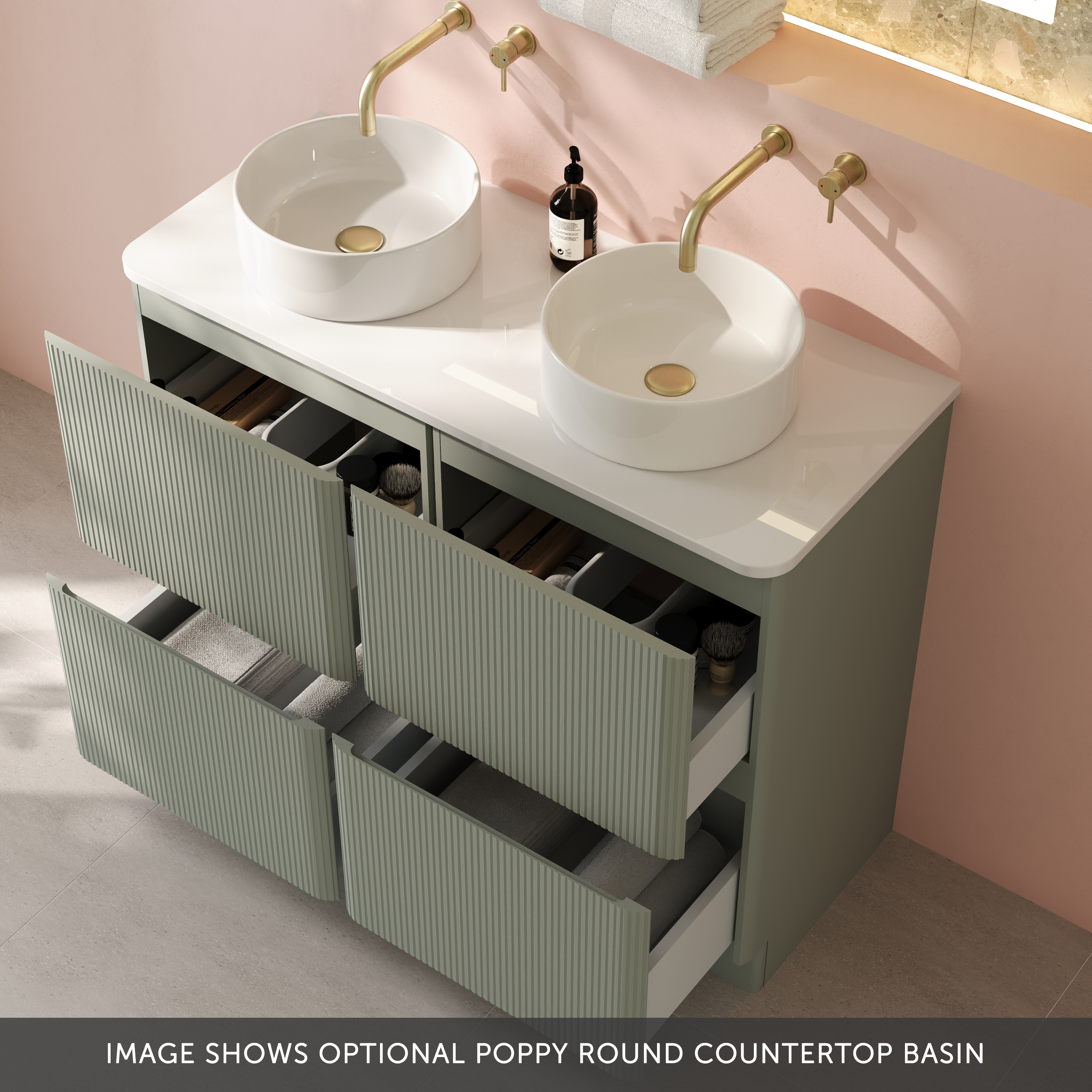 Drench Origin 1000mm Fluted Floorstanding Vanity Unit & Countertop