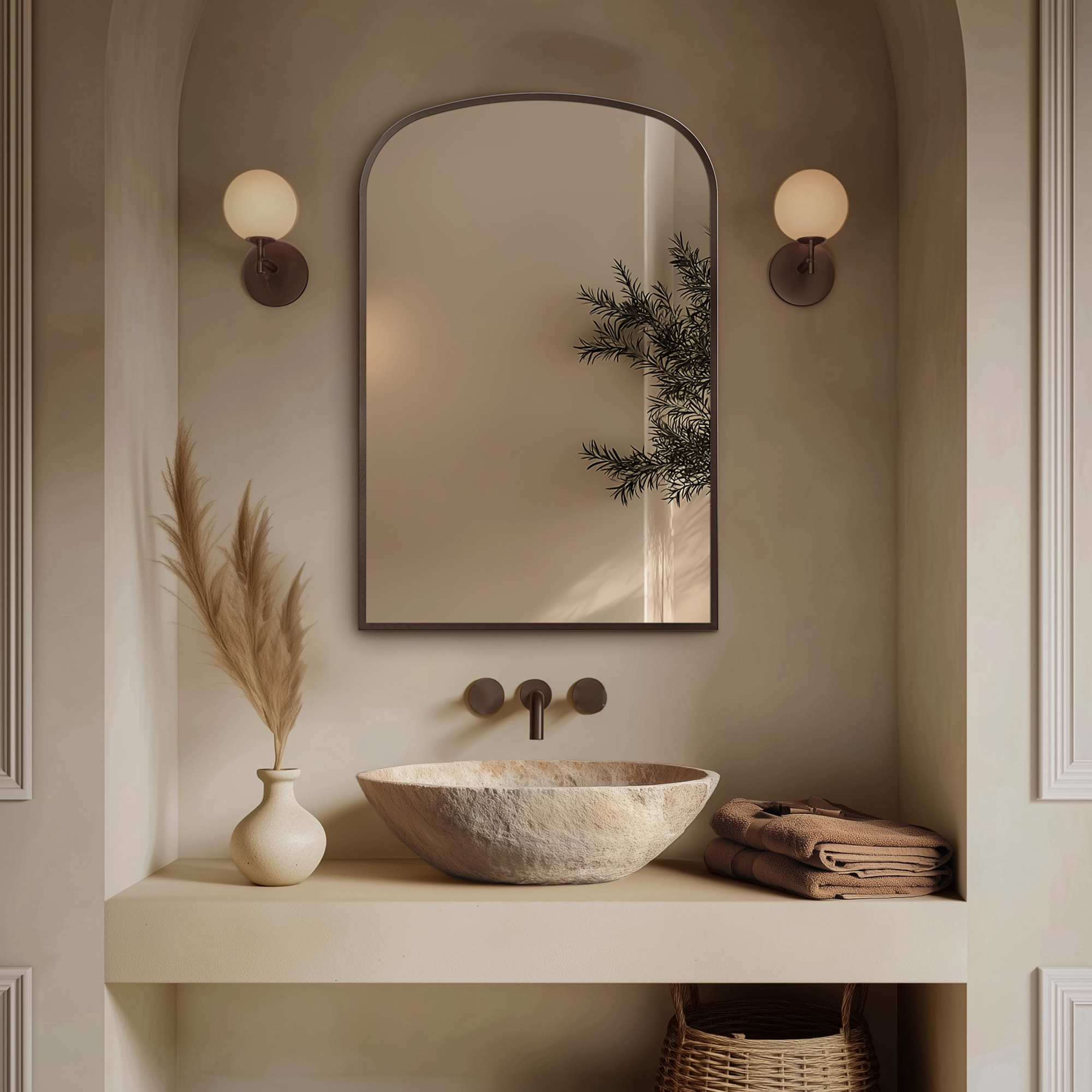 Origins Living Delphine Overmantle Arched Mirror - 600 x 900mm