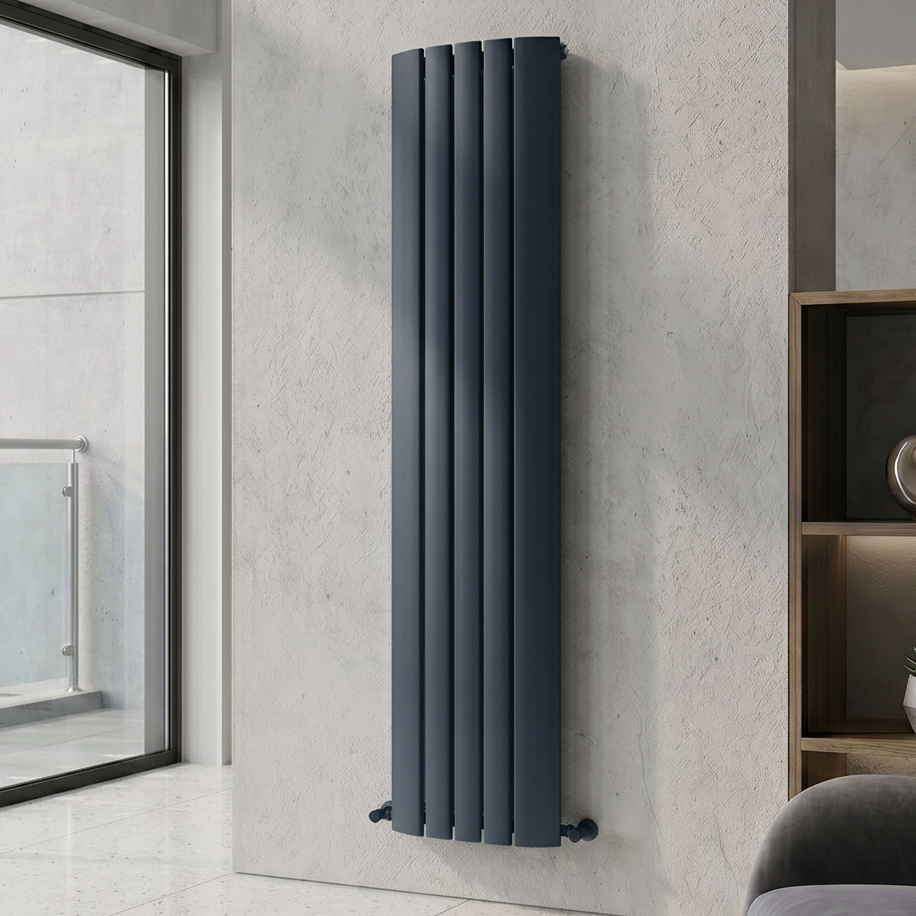 Carisa Gaia Oval Single Panel Vertical Aluminium Radiator