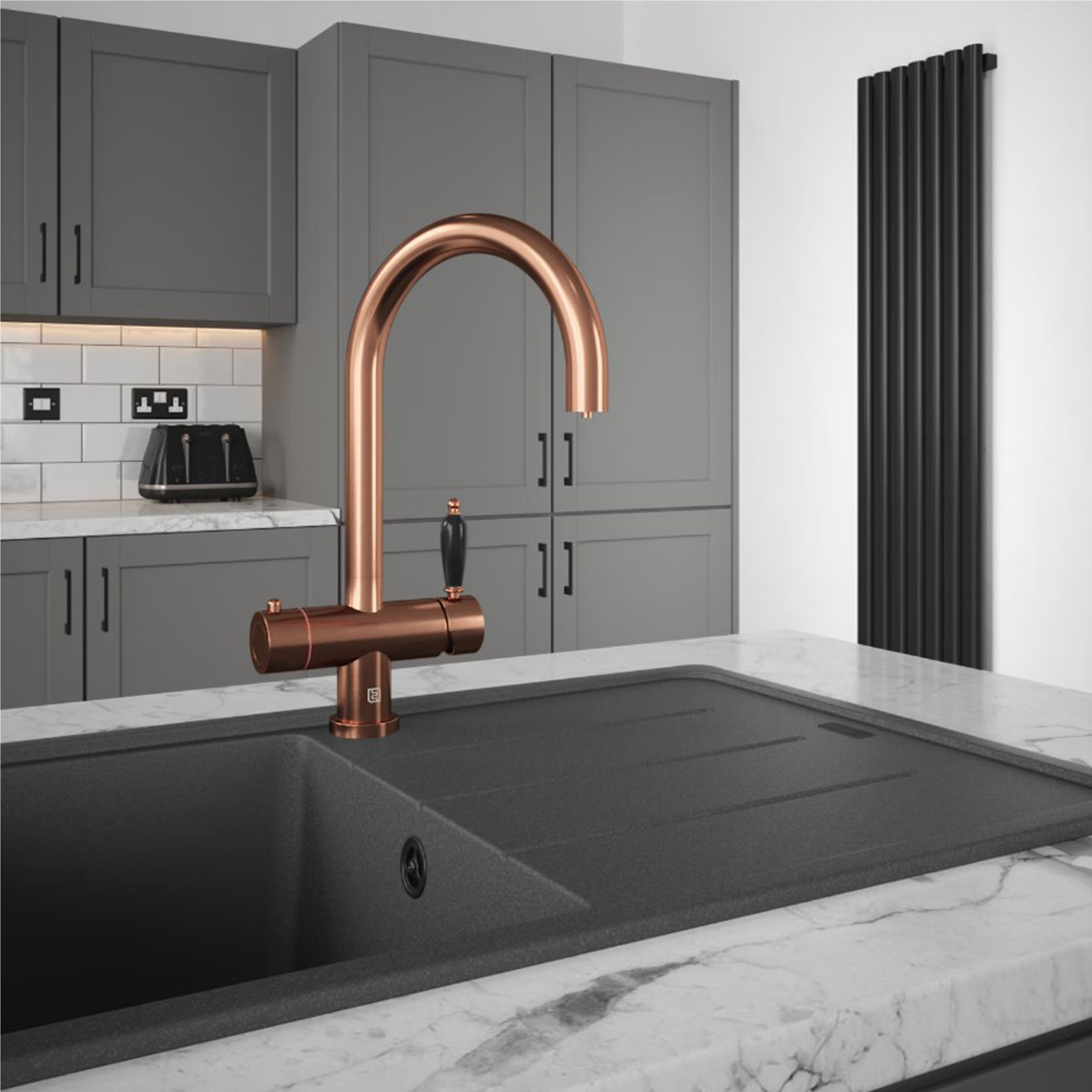 The Tap Factory Shaker Boiling Water Kitchen Mixer with Filtered Cold Drinking Water & Coloured Spout