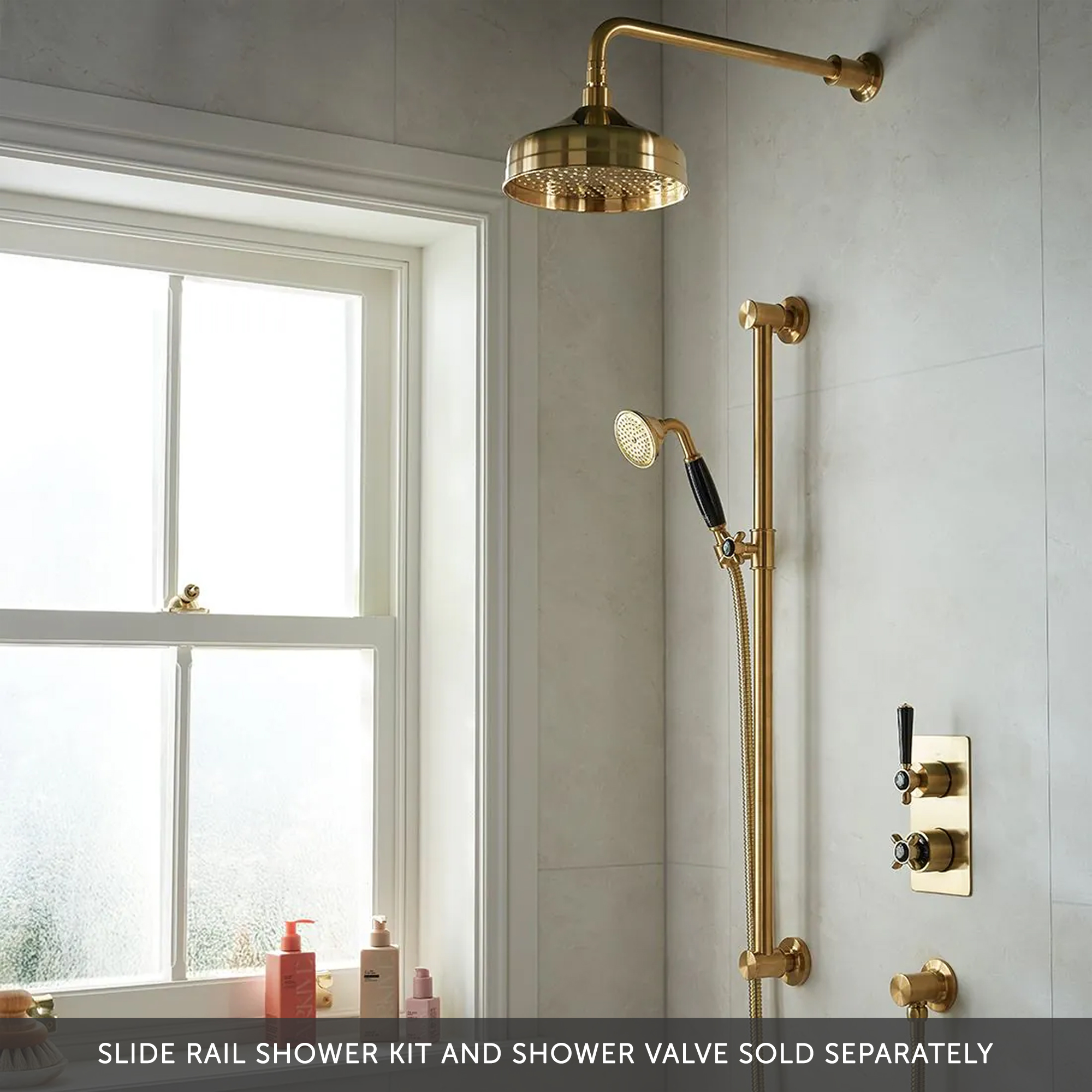 Booth & Co Axbridge Traditional Wall Mounted Round 200mm Shower Head & Arm