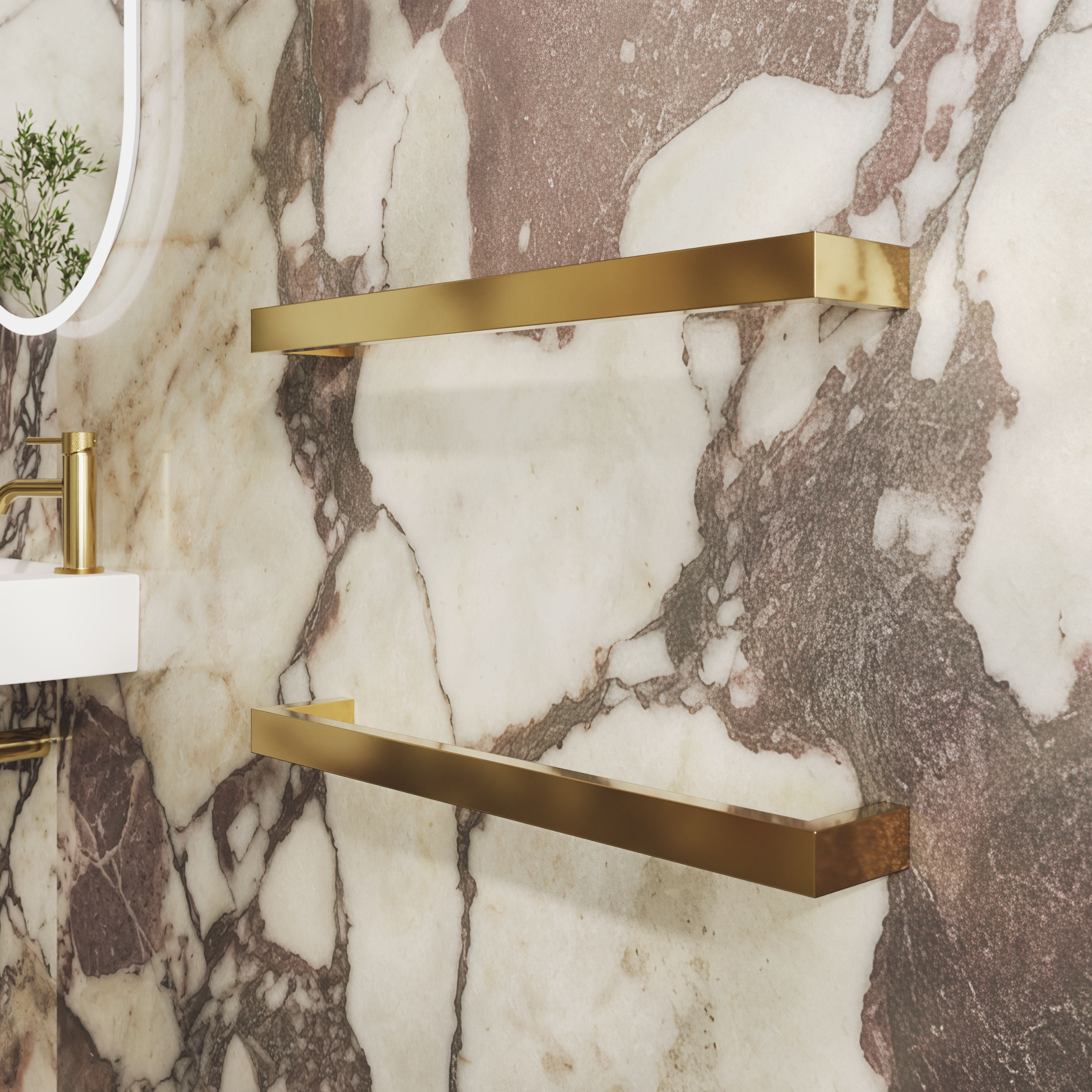 Toasty Flare Polished Brass Electric Heated Towel Rail