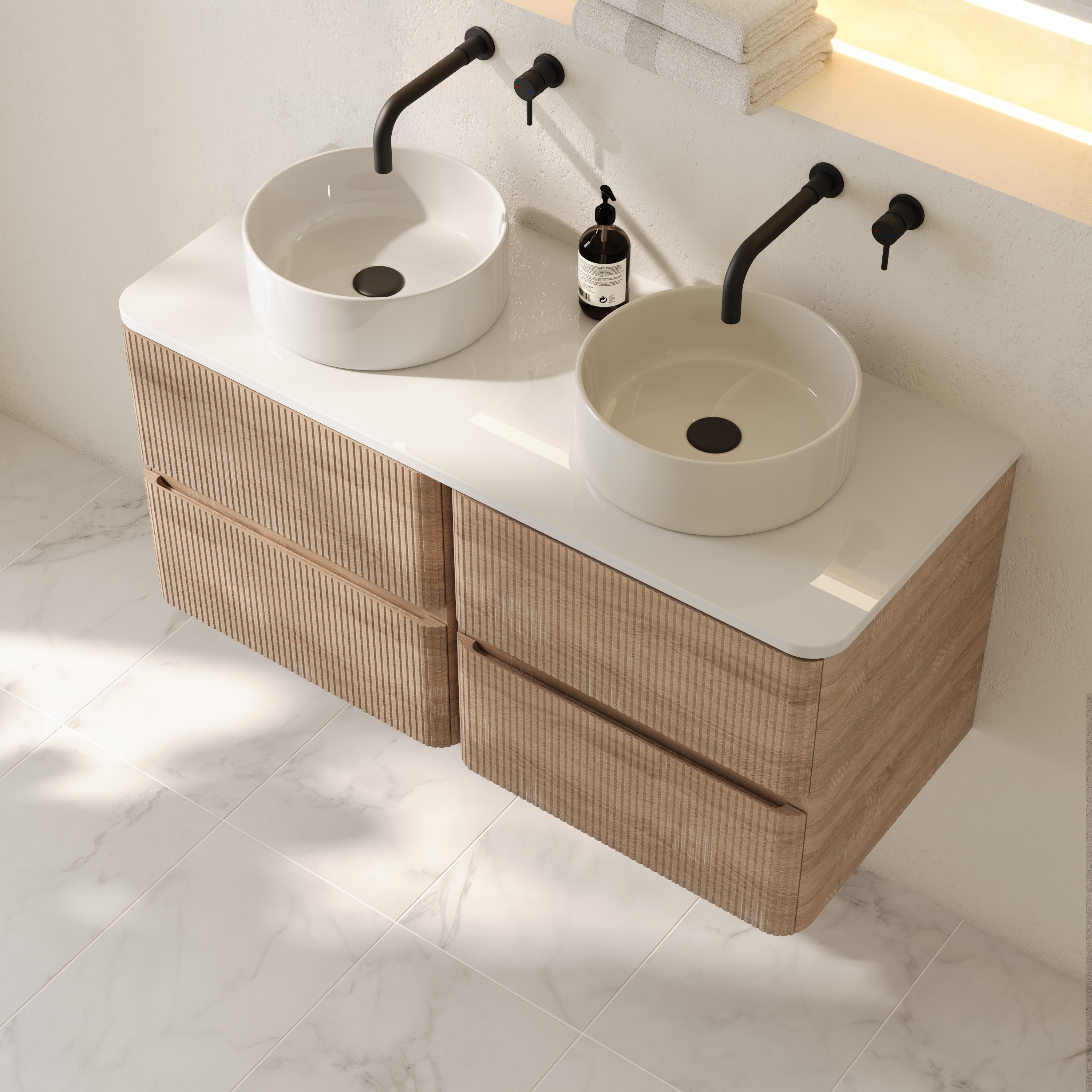 Drench Origin 1000mm Fluted Wall Mounted Vanity Unit & Countertop