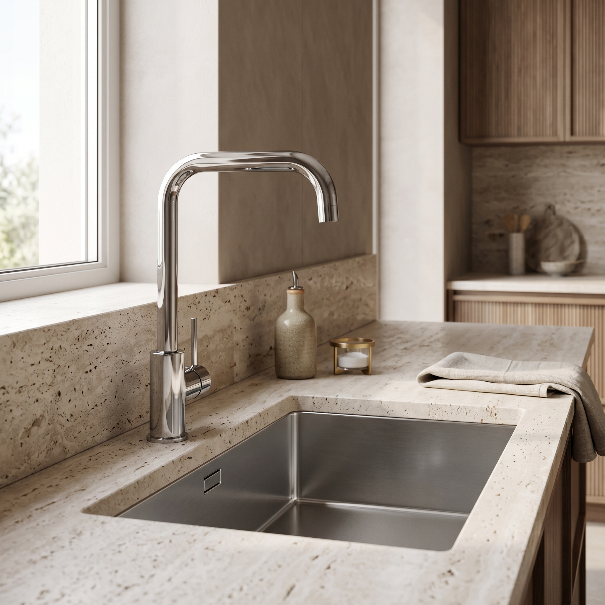 Vellamo Koro Single Lever Mono Kitchen Sink Mixer Tap - Polished Chrome