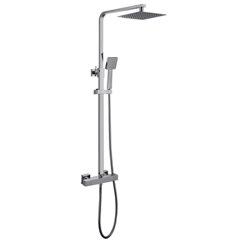 Drench Exposed Square Rigid Riser Thermostatic Shower Kit | Tap Warehouse