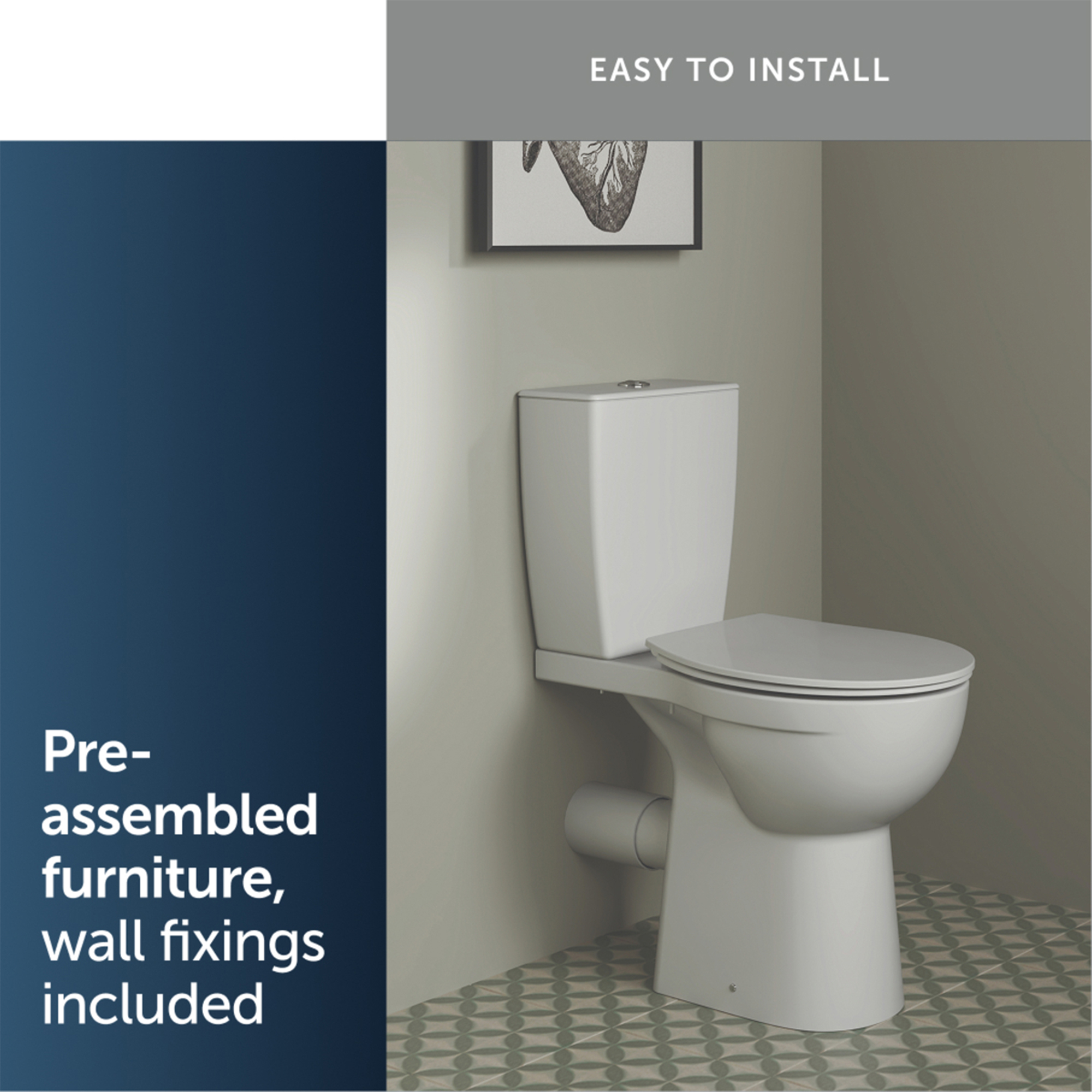 Ideal Standard Eurovit+ Comfort Height Close Coupled Toilet with Soft Close Seat