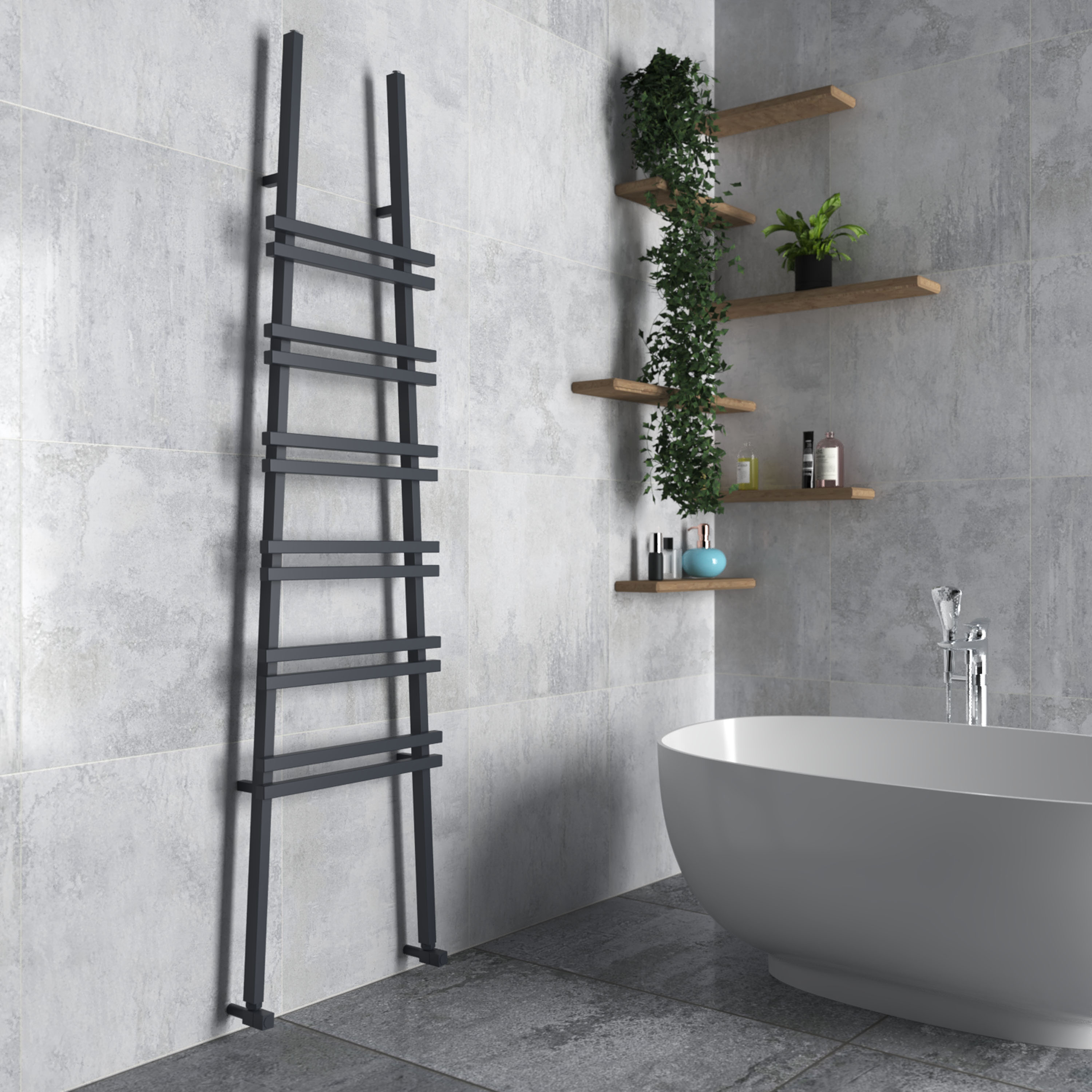 Carisa Jacobs Wall Mounted Ladder Aluminium Heated Towel Rail - 2000 x 535mm