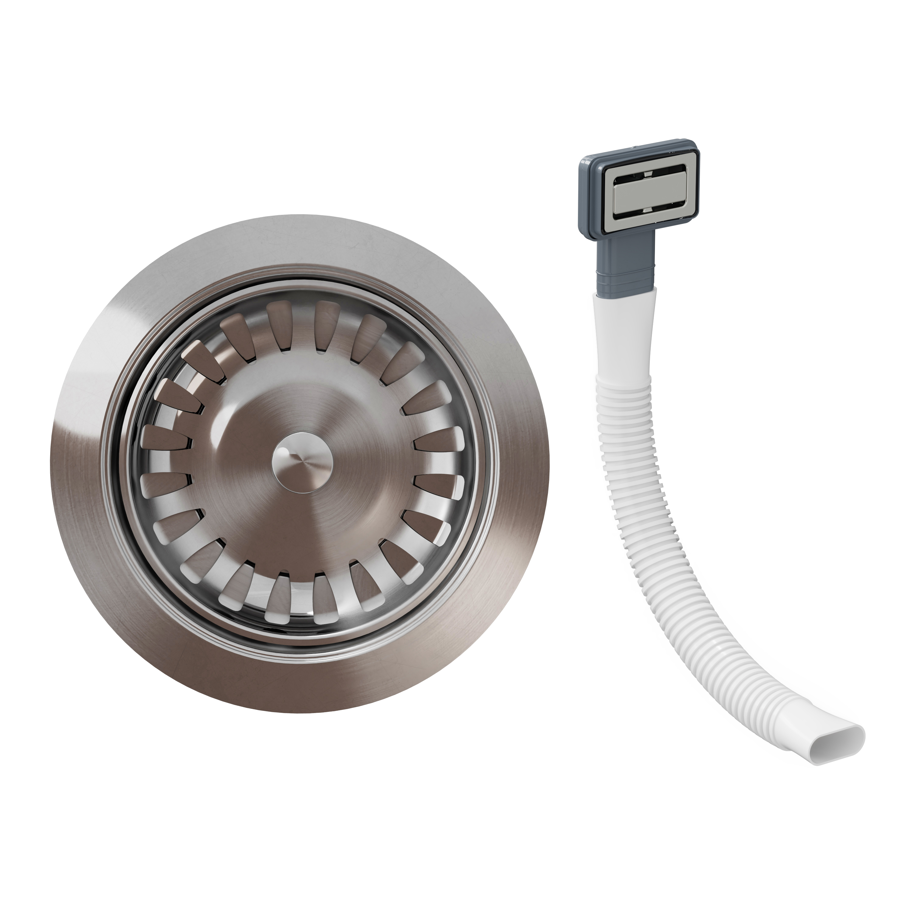 Vellamo Premium 90mm Kitchen Sink Strainer Waste & Rectangular Overflow