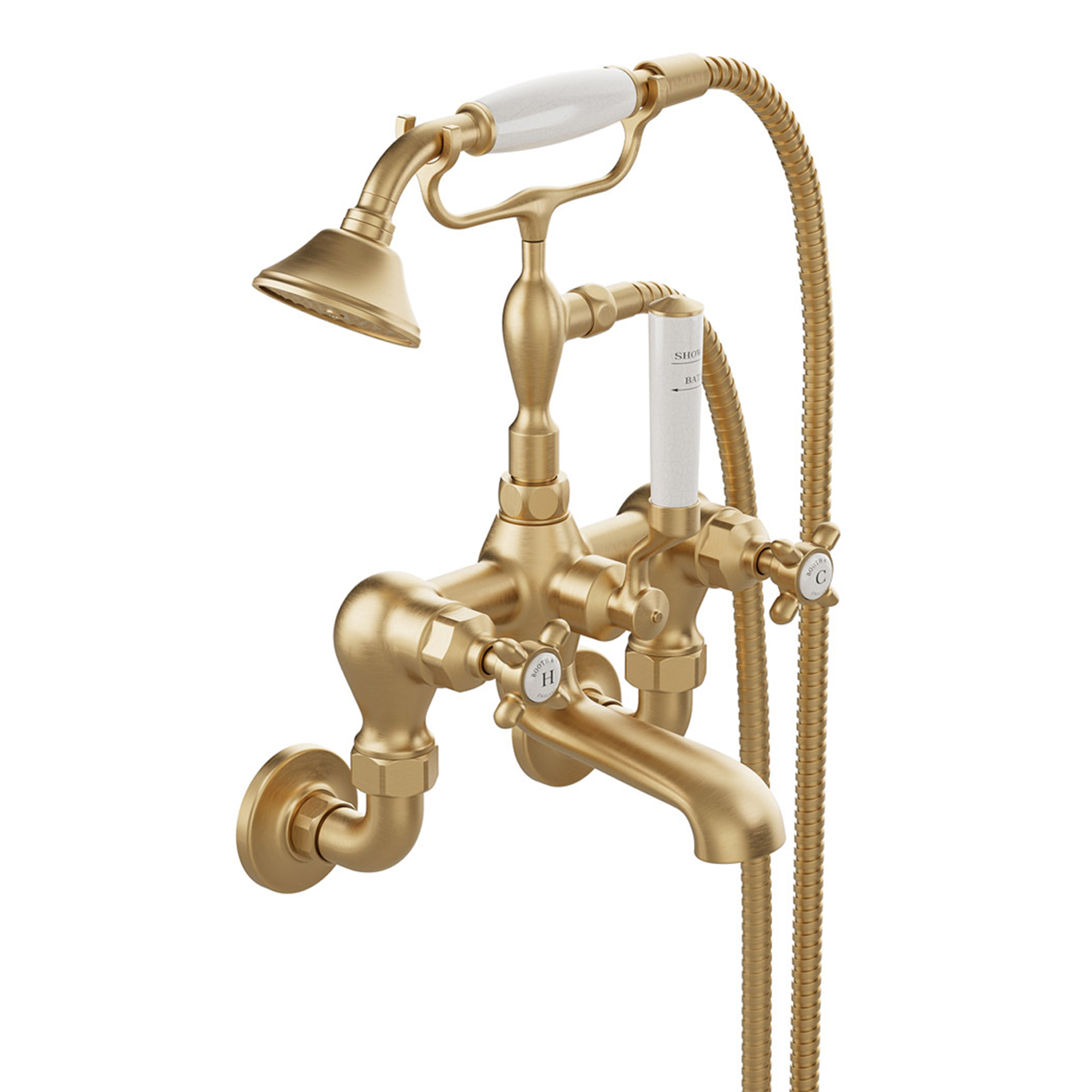 Booth & Co Axbridge Traditional Crosshead Wall Mounted Bath Shower Mixer Tap