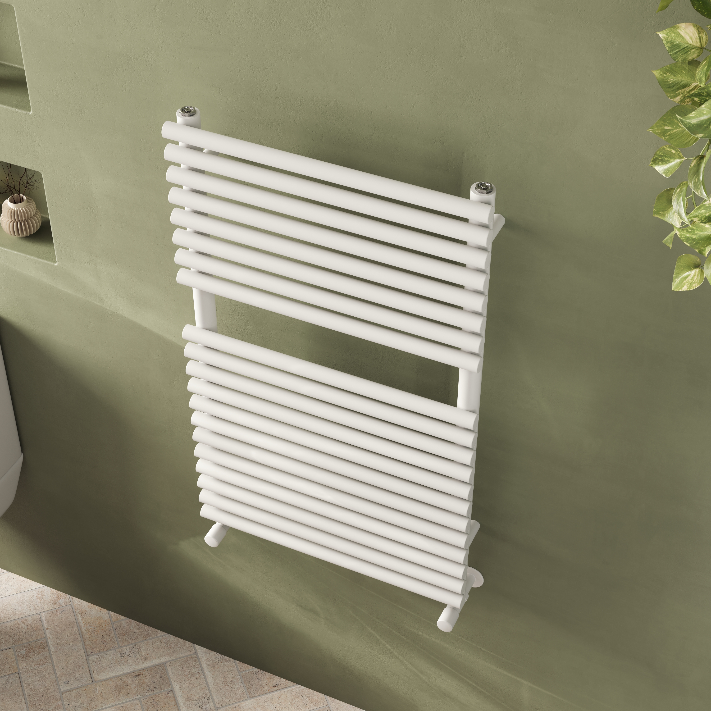 Toasty Halo Matt White Bar on Bar Heated Towel Rail