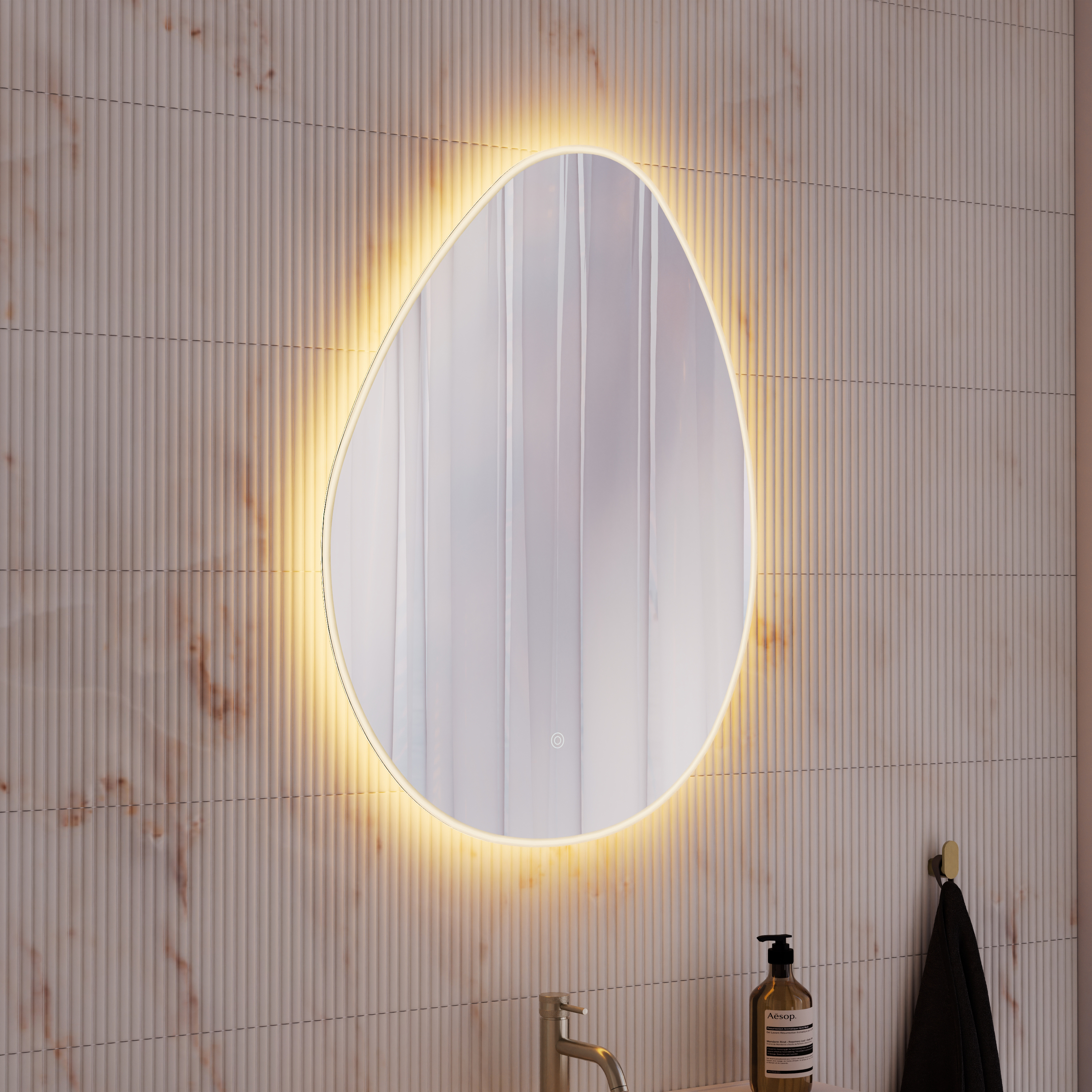 Organics Pebble LED illuminated Mirror with Demister Pad & Colour Change Lights - 600 x 800mm