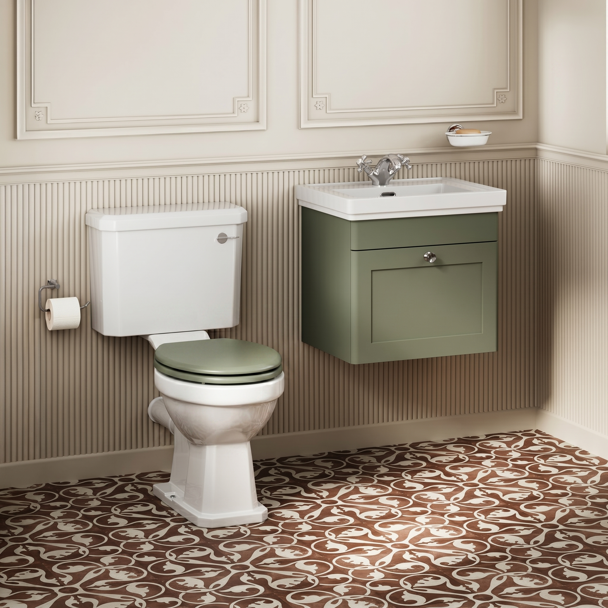 Butler & Rose Ophelia Traditional Toilet & 500mm Wall Hung Vanity Unit Bathroom Suite