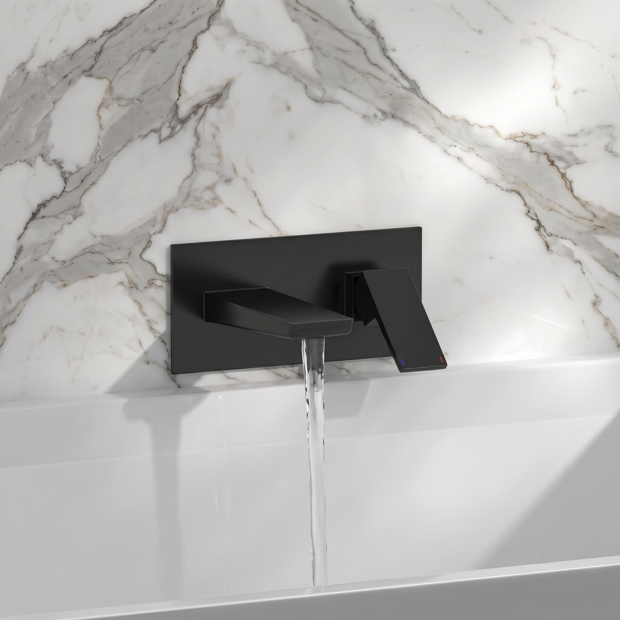 Harbour Status Matt Black Wall Mounted Bath Mixer Tap