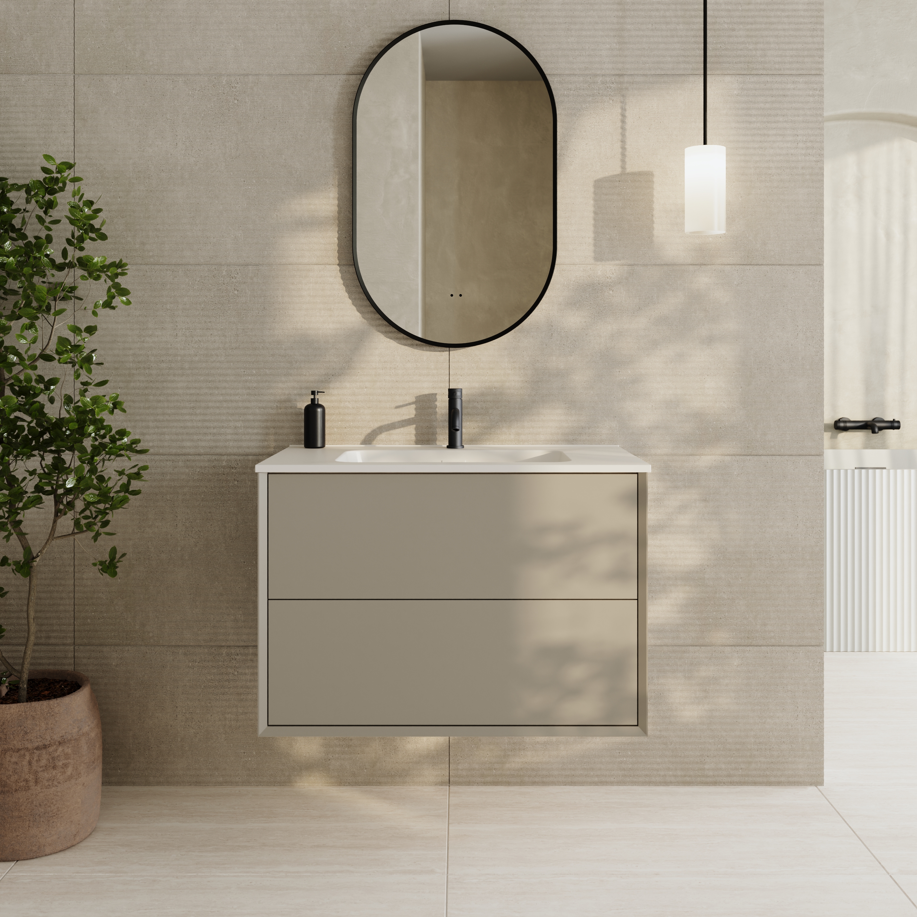 Oslo 800mm Wall Mounted Vanity Unit & Matt White Basin
