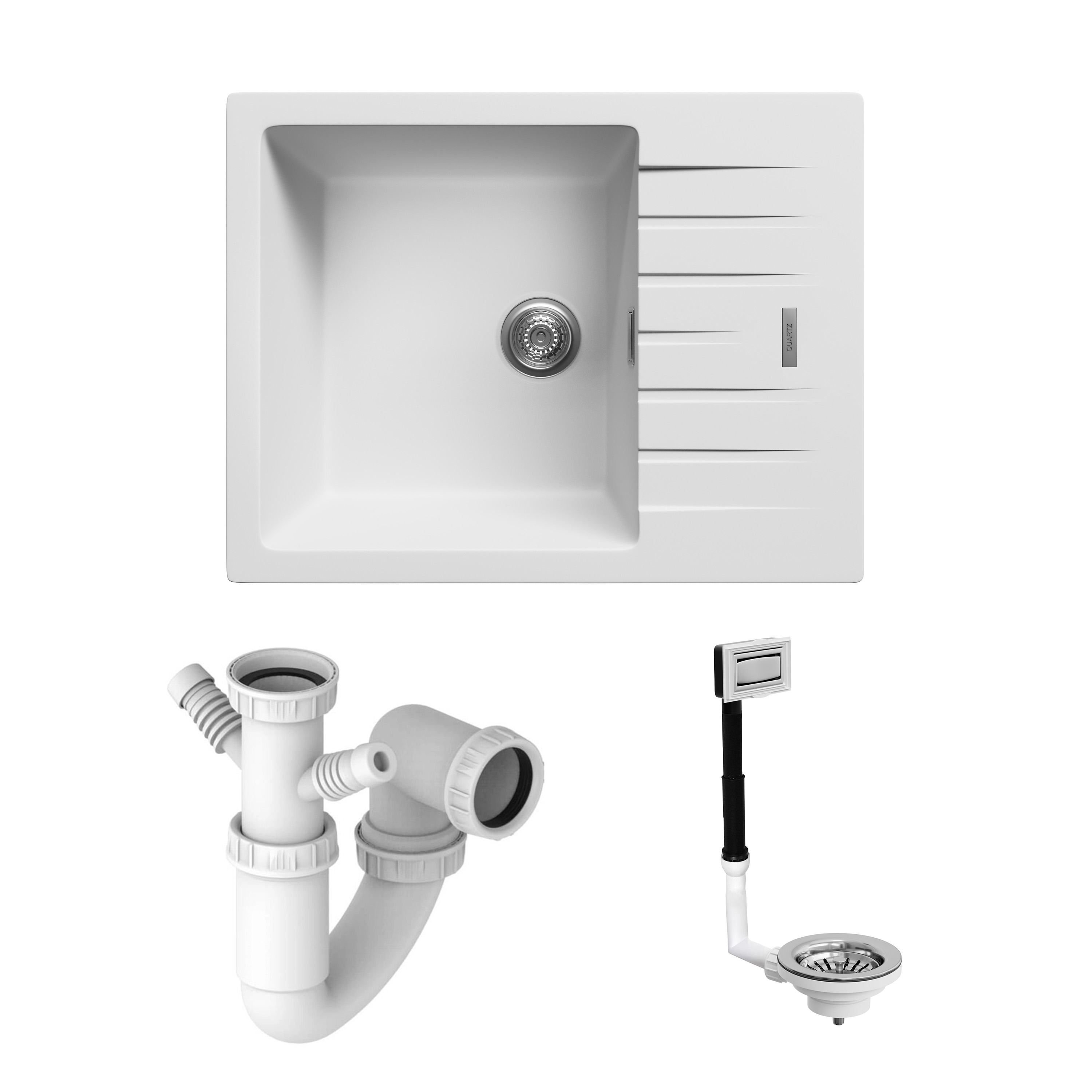 Vellamo Horizon 1 Bowl Granite Composite Inset Kitchen Sink & Waste - 650 x 500mm