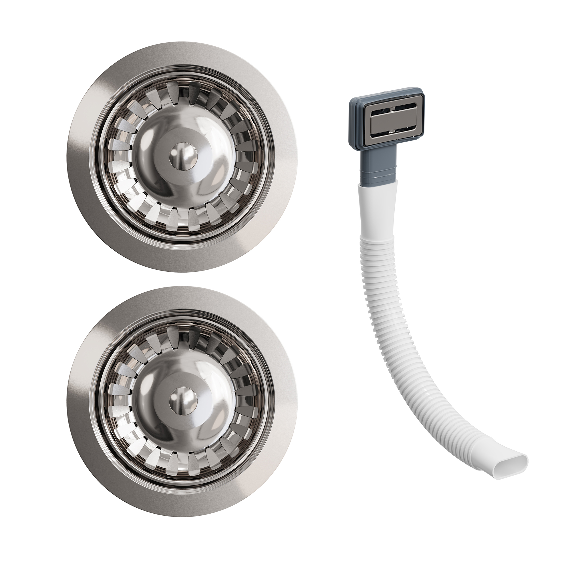 Vellamo Premium 90mm 1.5 & 2 Bowl Kitchen Sink Strainer Wastes with Rectangular Overflow