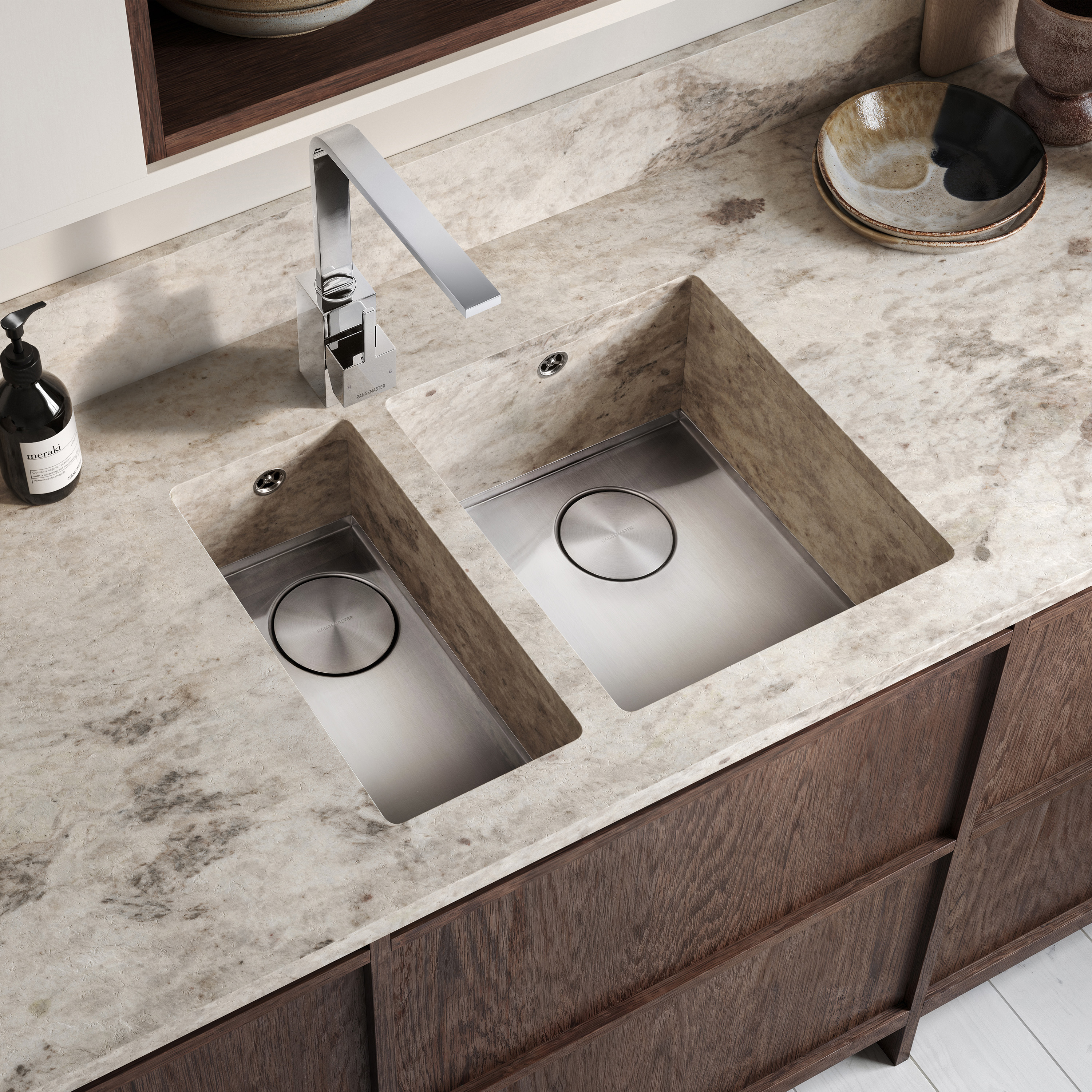 Rangemaster Baseline 1 Bowl Undermount Polished Stainless Steel Sink & Waste -  214 x 460mm
