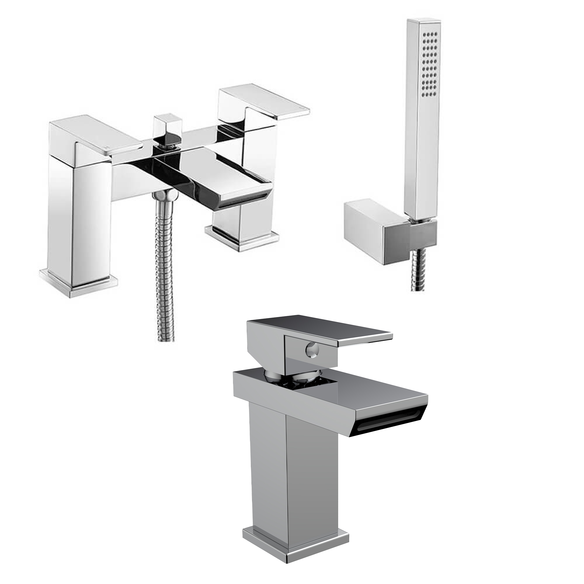 Vellamo Relate Waterfall Basin Mixer & Bath Shower Mixer Pack