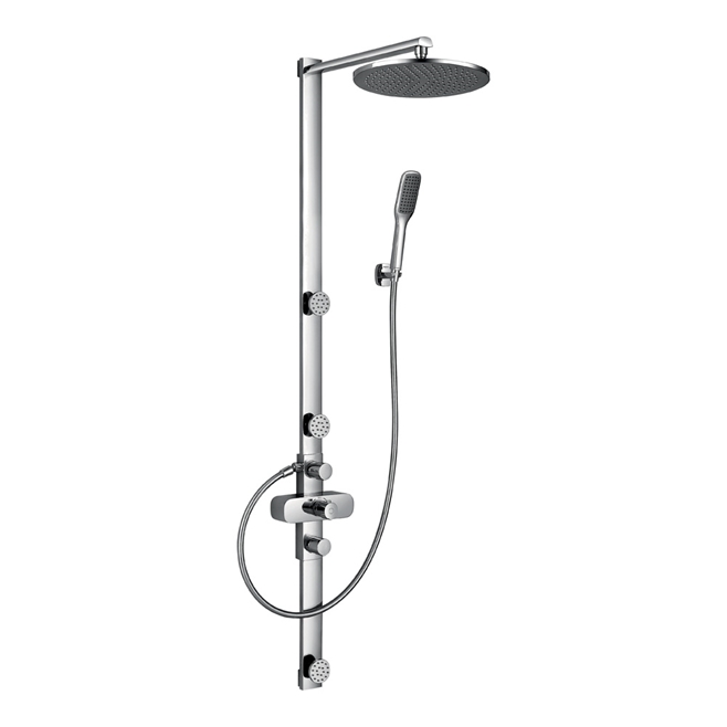 Flova Allore Thermostatic Shower Column with Handset, Body Jets & Overhead Shower