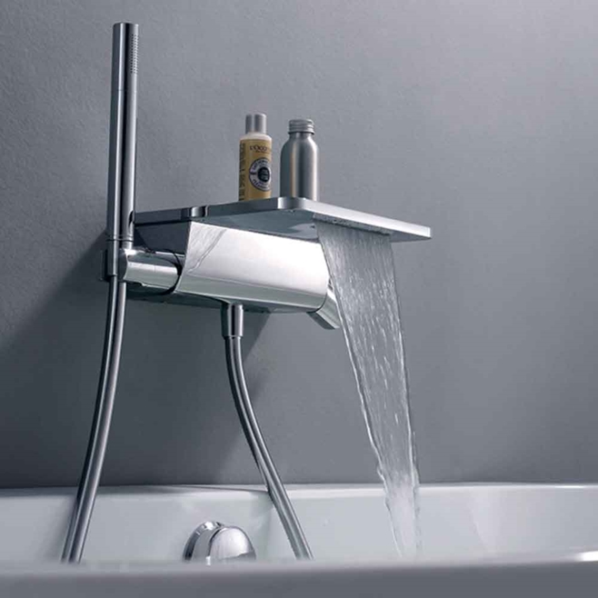 Flova Annecy Wall Mounted Waterfall Bath Shower Mixer with Handset Kit