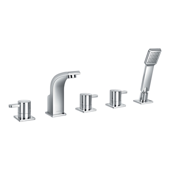 Flova Essence 5 Hole Deck Mounted Bath & Shower Mixer with Pull Out Handset
