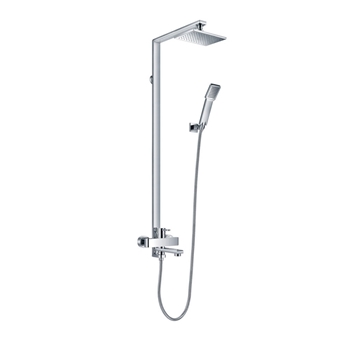 Flova Essence Manual Shower Column with Handset, Overhead Shower & Diverter Bath Spout