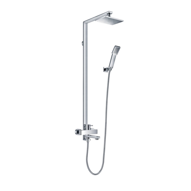 Flova Essence Manual Shower Column with Handset, Overhead Shower & Diverter Bath Spout