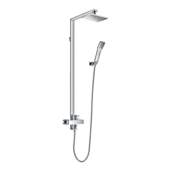 Flova Essence Manual Exposed Shower Column with Overhead Shower & Handset Kit