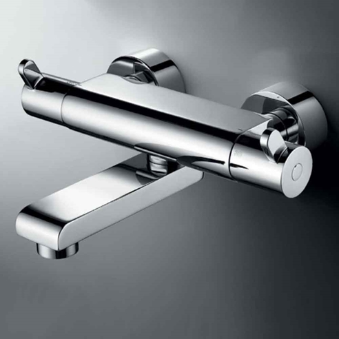Flova Essence Exposed Thermostatic Bath & Shower Mixer with Diverter Spout