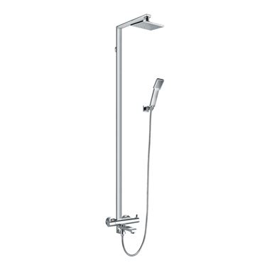 Flova Essence Thermostatic Exposed Shower Column With Hand Shower, Overhead Shower & Diverter Bath Spout