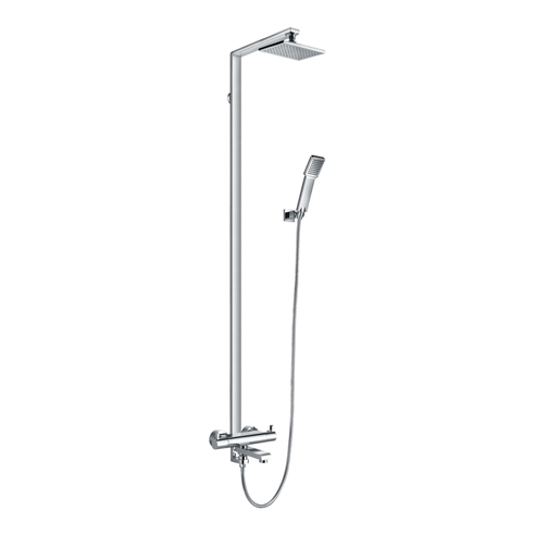 Flova Essence Thermostatic Shower Column with Handset, Overhead Shower & Diverter Bath Spout