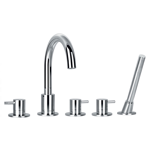 Flova Levo 5 Hole Deck Mounted Bath Shower Mixer with Pull Out Handset