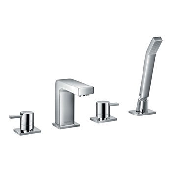 Flova STR8 4 Hole Deck Mounted Bath Shower Mixer with Pull Out Handset