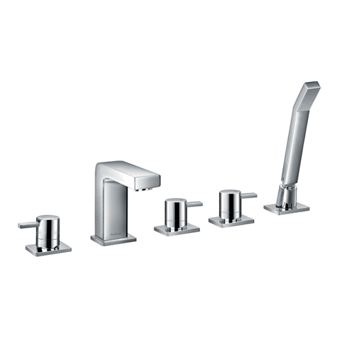Flova STR8 5 Hole Deck Mounted Bath Shower Mixer with Pull Out Handset