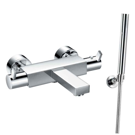 Flova STR8 Wall Mounted Thermostatic Bath Shower Mixer with Handset Kit