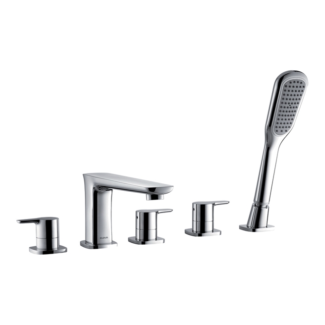 Flova Urban 5 Hole Deck Mounted Bath Shower Mixer with Pull Out Handset